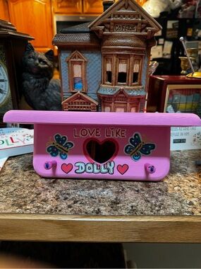 Pink 'Love Like Dolly' Heart & Butterfly Wall Hook Shelf